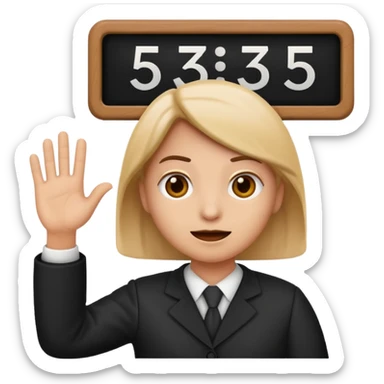 a jury member emoji holding a scoreboard with the number 5 over their head, simple, expressive sticker