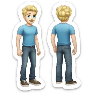 full body standing light curl blonde 30yo man blue eyed pale skin sticker