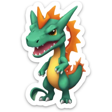 Colorful Edgy Chibi-Charizard-Greymon-Flygon-Velociraptor-Pokémon sticker