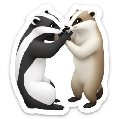 Badger kissing white ermine sticker