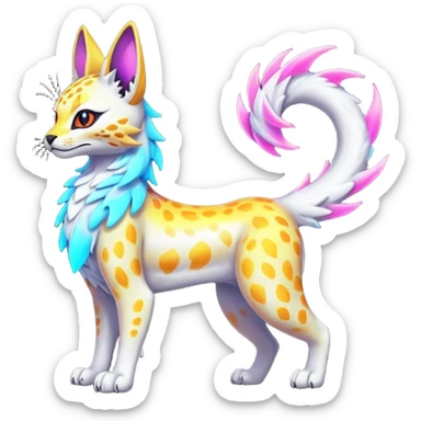 Neon Vibrant Pulsating Trail-glowing Chromatic Trico-Serval-Absol-Gryphon-Dragon-fusion-hybrid sticker