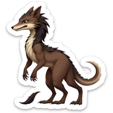Brown and beige badass elegant wild beautiful natural cute badass epic anthro modern sergal-vernid-creature, full body, dark-brown-black-gradient pretty hair, outside, modern, aesthetic, art by LiLaiRa, art by art by Falvie sticker