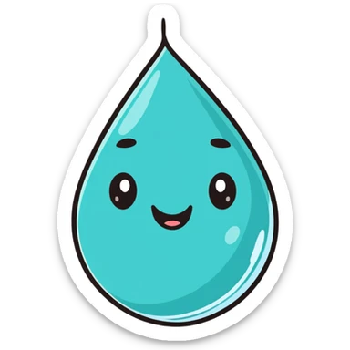 cute water droplet with a smiling face sticker