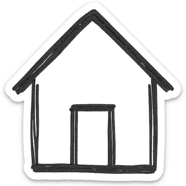home icon, hand drawn outline style, sketchy and playful, no fill sticker
