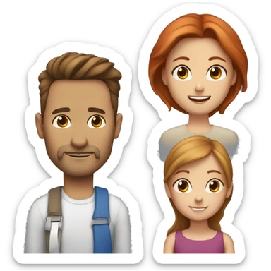 brunet father, red hair mother, brown hair daughter, blond hair son  sticker