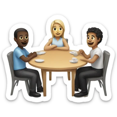 6 people sitting either side of a table sticker