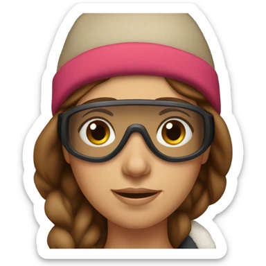 Brown haired girl with hat and going skiing with glasses sticker
