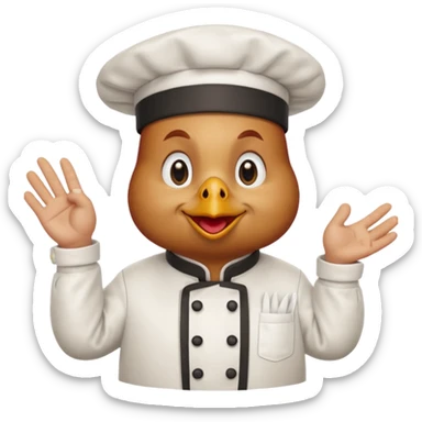Una gallina con ropa de chef hacienso un gesto de decepcion sticker