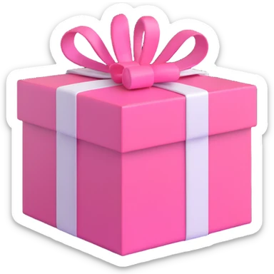 gift box, pink with white ribbon sticker