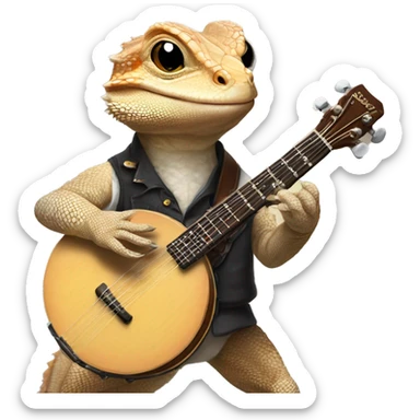 Bearded dragon playing the banjo in Nashville  sticker