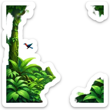 Cinematic Realistic Rainforest Emoji in a frame, Lush and vibrant, filled with towering trees, thick vines, and dense green foliage, sunlight filtering through the canopy above, creating dappled patches of light on the rich, diverse undergrowth. The air is heavy with moisture, with mist rising from the forest floor and distant calls of exotic birds and animals echoing through the trees. Soft glowing outline, capturing the essence of a thriving, untamed tropical paradise filled with life! sticker