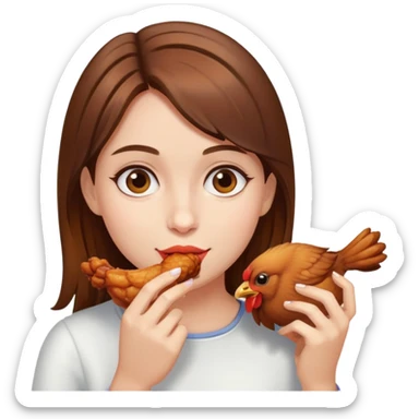 Brown hair girl eating chicken wing  sticker