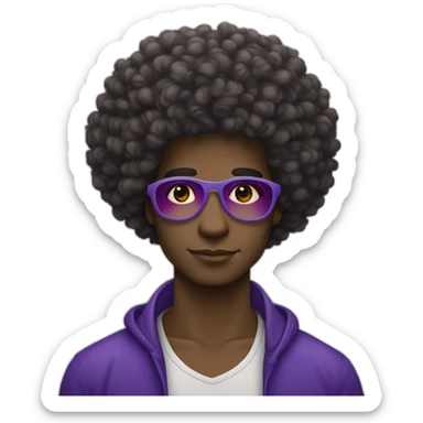 african-american man with curly "afro" hair holding the 3 shade bisexual flag sticker