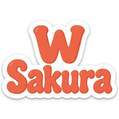 Edit the image to change the text to 'W Sakura' in an extra puffy, red bubble letter style. Make 'Sakura' larger than 'W', with a whimsical and lighthearted feel. Maintain the transparent background. sticker