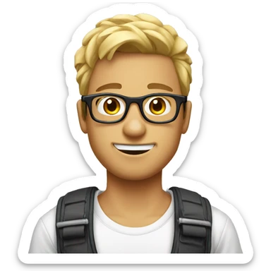 snop gamer noob male with glases and braces sticker