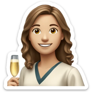 cheerful girl, university graduate, with brown hair, fair skin, champagne in her hands sticker