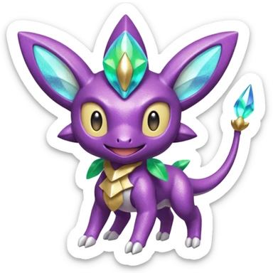 Elemental shimmering lucky charming smiling cute Genesect-Jirachi-Dragalge-Hawlucha-Pokémon-Fakémon-hybrid-creature sticker