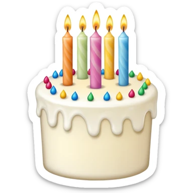 white candle with a birthday cake sticker