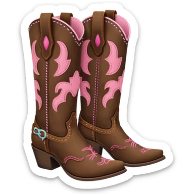 cowgirl boots cute a tiny bit of pink on it sticker