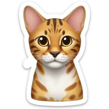 a bengal cat with a white triangle of fur on his neck sticker