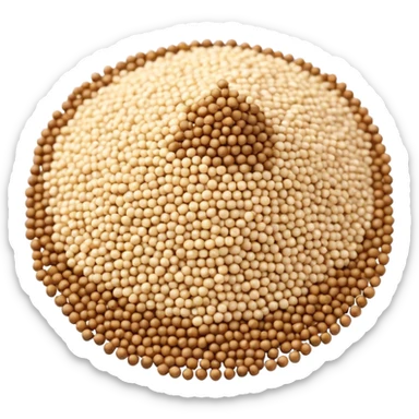pile of dry quinoa grains, scattered, tiny round grains, ivory to pale yellow, some color variation, dry and smooth, semi-glossy, 3D clean style sticker
