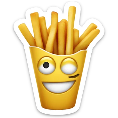 smiley emoji using a french fry as a cigarette  sticker