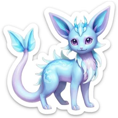 Shiny Nebulae Espeon-Lumineon-Vaporeon-Amaura-Glaceon-Dragonair-Fakémon-hybrid-creature (full body)  sticker