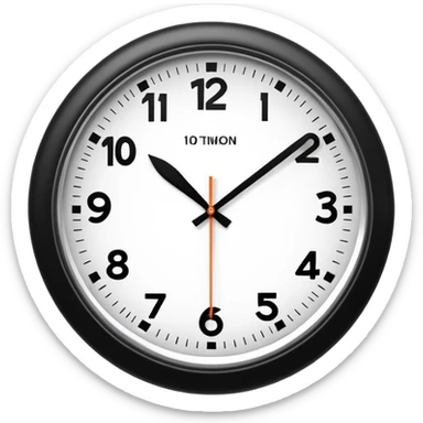 A classic analog wall clock showing 10:10 time sticker