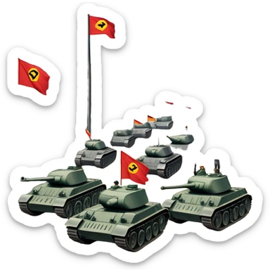 East German protest scene, 17. Juni 1953, people with protest signs saying 'Wir sind das Volk', DDR flag, Berlin Wall, Soviet tanks in background, tense mood sticker