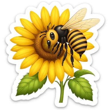  girasol y una aveja grande sticker