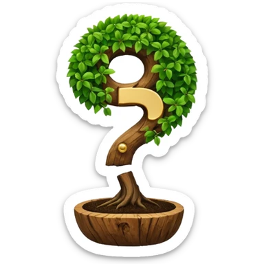 Bonzai with a question mark shape  sticker