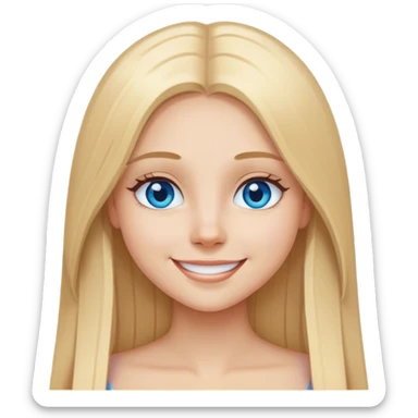 beautiful white girl with long straight blonde hair blue eyes smiling evil sticker