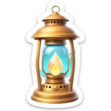 enchanted lantern object icon, strong magical glow, floating runes and sparkles, mystical light swirling inside the lantern, fantasy magic aura, 3D cartoon, mobile game icon style, centered, clean background, no text, no watermark sticker