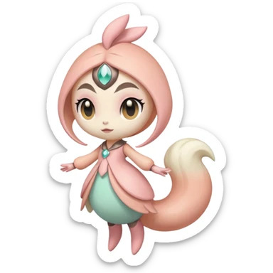 Pastel Pink-Peach Soft-Cream Rosy-Glossed Cute Round Meloetta-Trico-hybrid-creature (full body) sticker