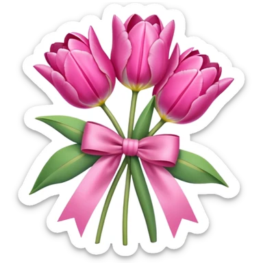 Pink tulips with a bow sticker