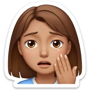 girl with brown hair sobbing so much sticker