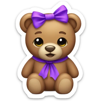teddy bear with a purple bow sticker