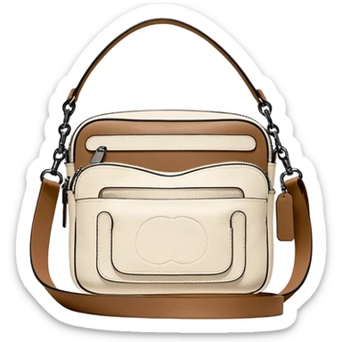 Coach Men Crossbody Bag in Pebbled Leather all white beige rectangle
 sticker