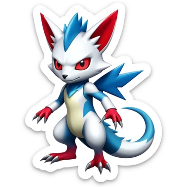 Cool Edgy Badass Shiny Futuristic Legendary Digimon-Sneasel-Zangoose-hybrid full body sticker