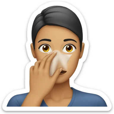 woman covering nose with hand smell bad sticker