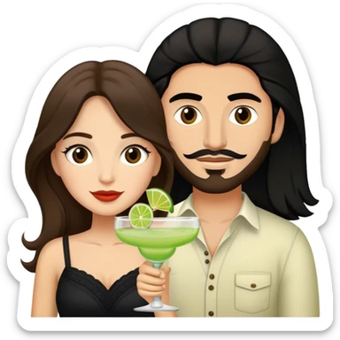 Brown haired Margarita Connoisseur with Latino boyfriend with long black hair  sticker