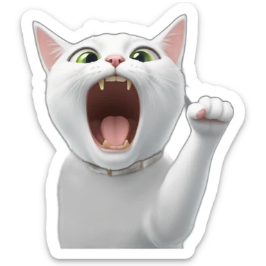 Shouting pointing lady white cat with the lady meme sticker