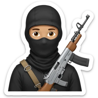 Hombre con pasamontañas con ak47 sticker