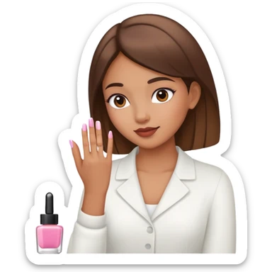 Girl looking at manicure  sticker