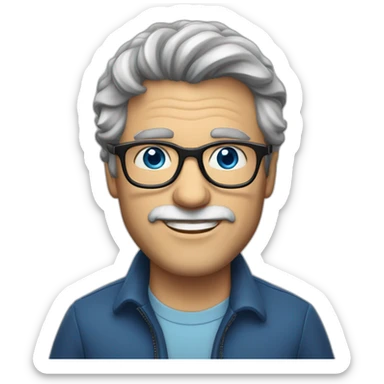 Older-Handsome-Caucasian-¿-dark-brown-wavy-hair-blue-eyes-glasses sticker