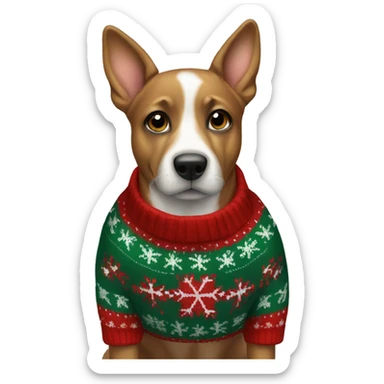Dog wearing Christmas sweater  sticker