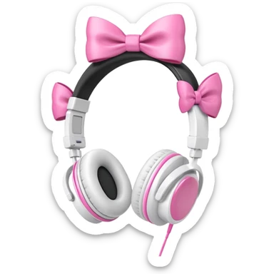 white headphones with pink bows sticker
