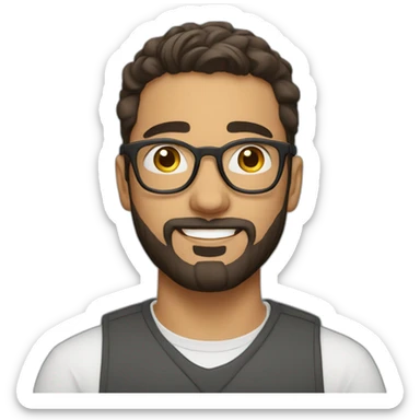 tunisian young finance guy round glasses with beard and fade haircut sticker