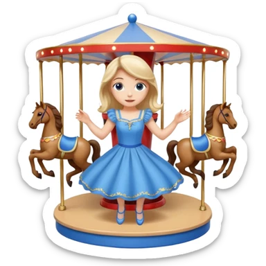 girl spinning inside of a cup carousel sticker