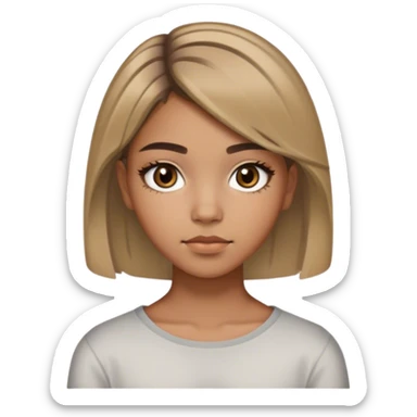 15 year old mexican girl light brown hair with blond highlights light brown eyes, black eye makeup  and short sticker